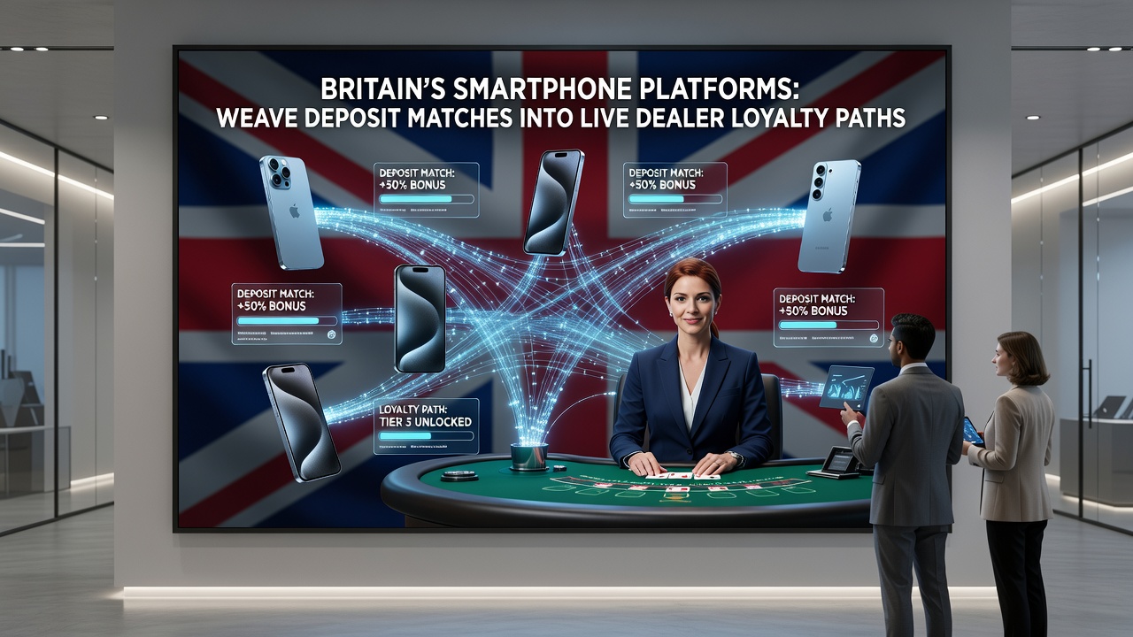 Mobile app dashboard showing loyalty tiers and live dealer game options with integrated deposit promotions