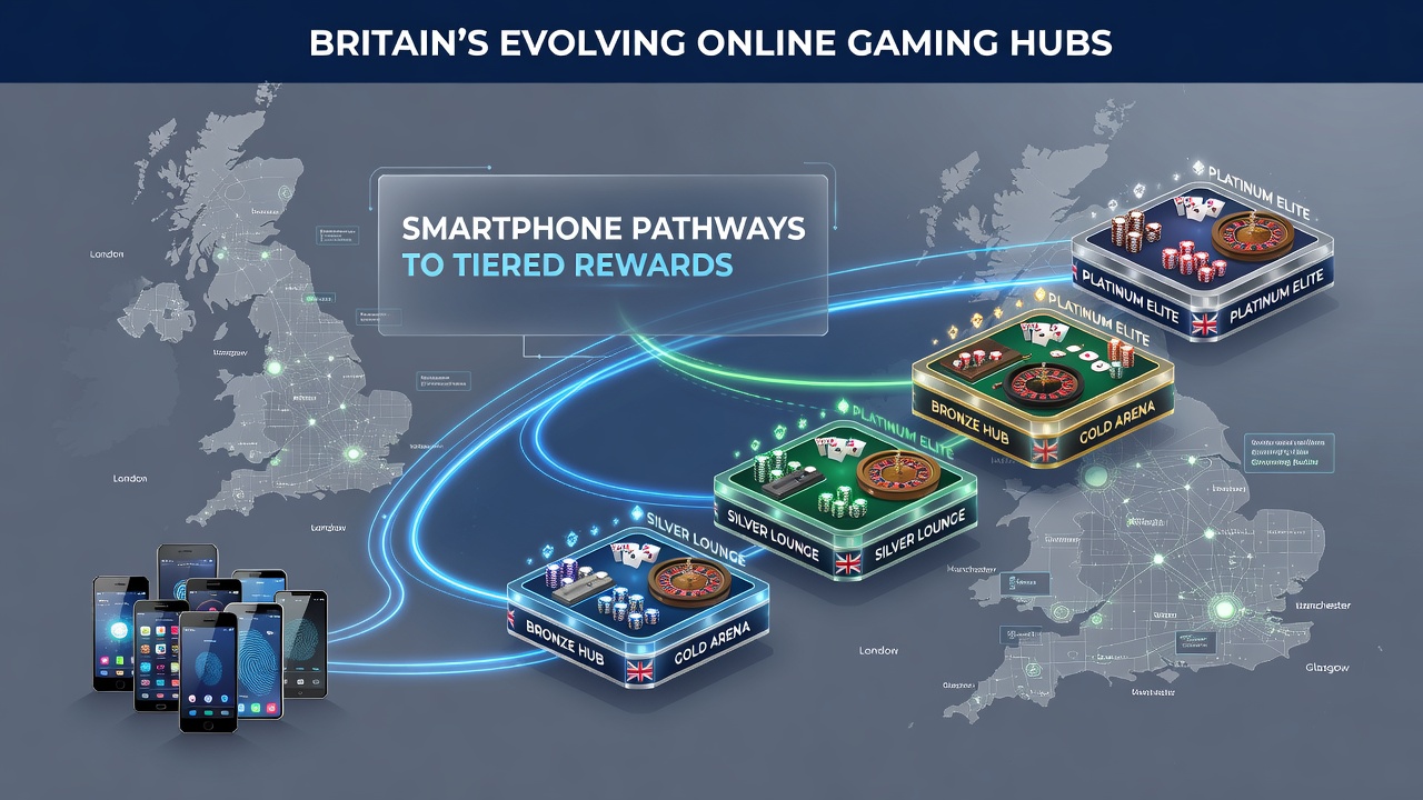 Players engaging with tiered table rewards through smartphone apps in British gaming hubs