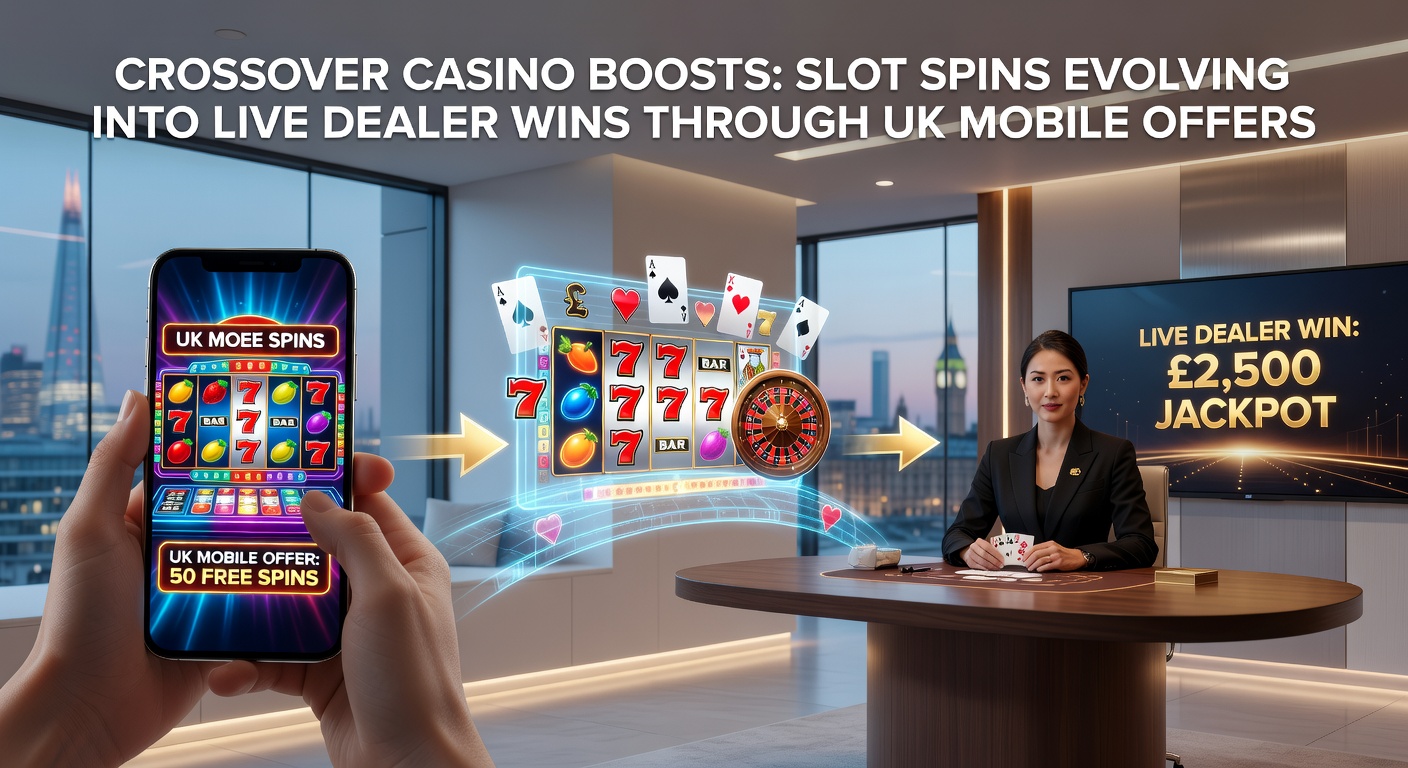 Dynamic infographic illustrating slot spin progression to live dealer wins with mobile phone interface and bonus icons