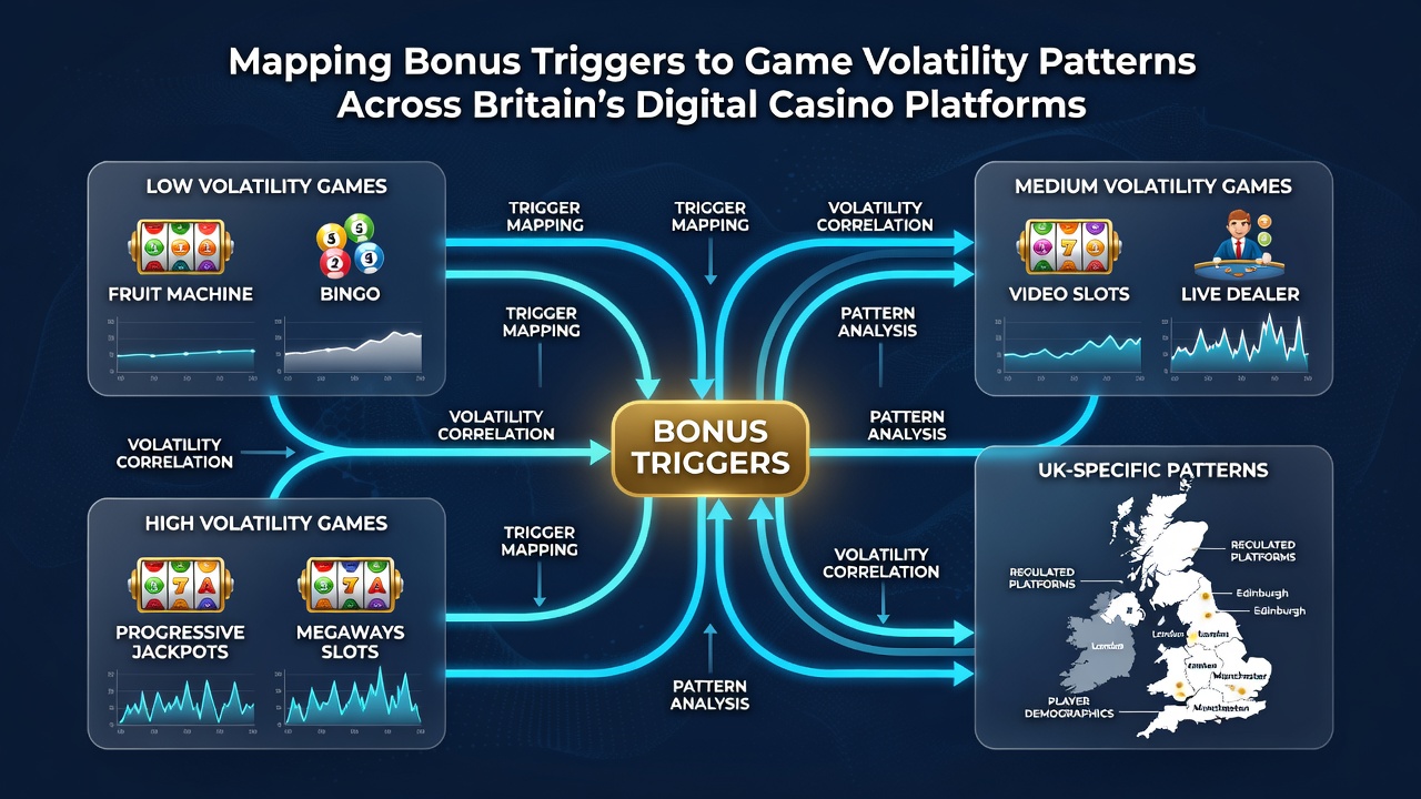 Detailed charts showing correlation between bonus frequency and volatility levels in British online casino offerings