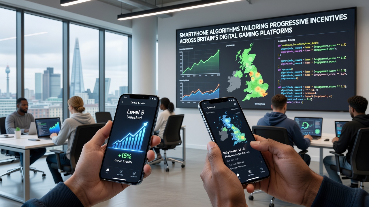 Data visualization showing algorithmic reward progression and incentive tiers on mobile gaming interfaces
