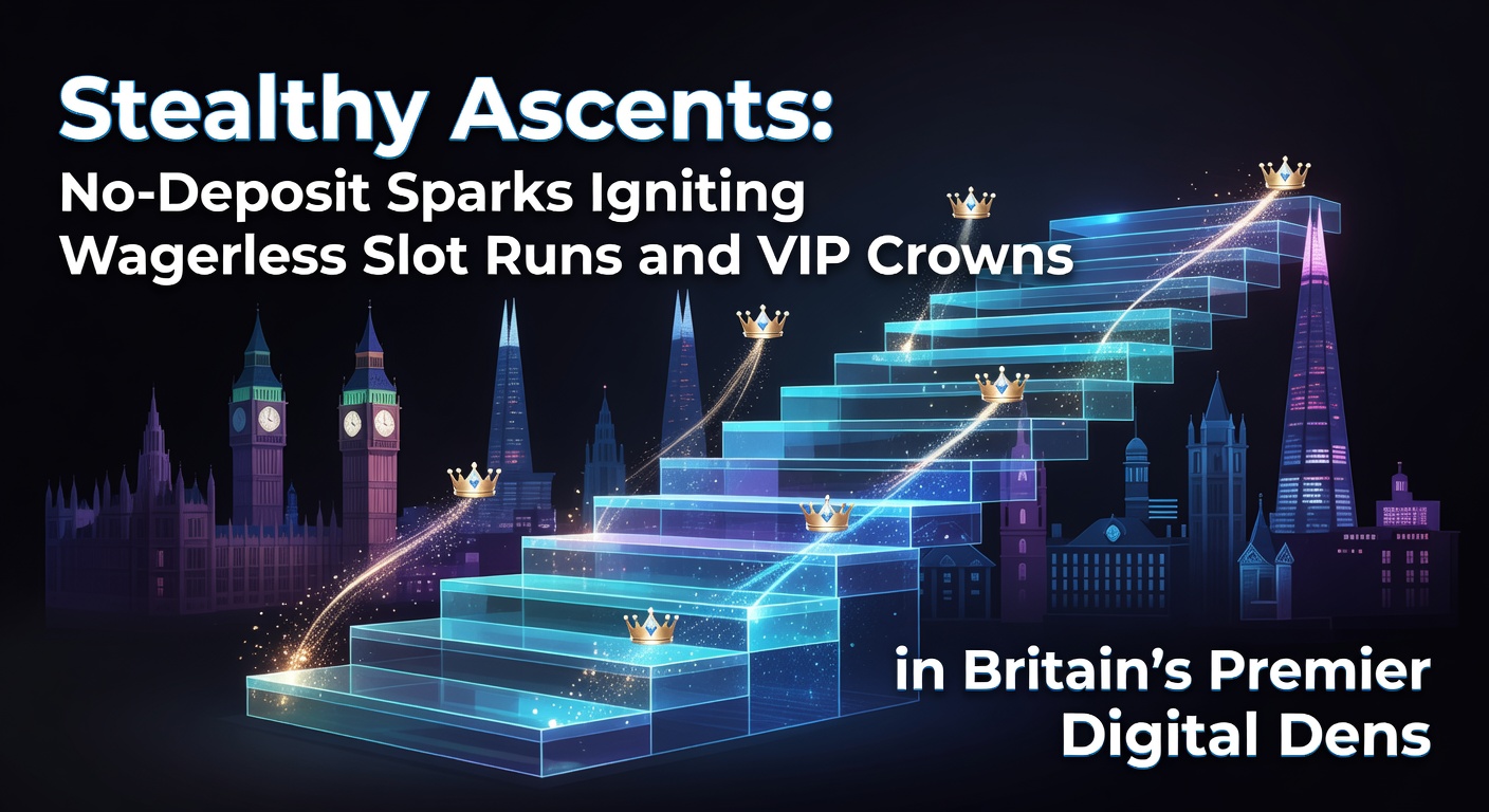 Vibrant digital slot reels spinning with golden VIP crowns emerging in the background, symbolizing no-deposit bonuses leading to elite status in UK online casinos
