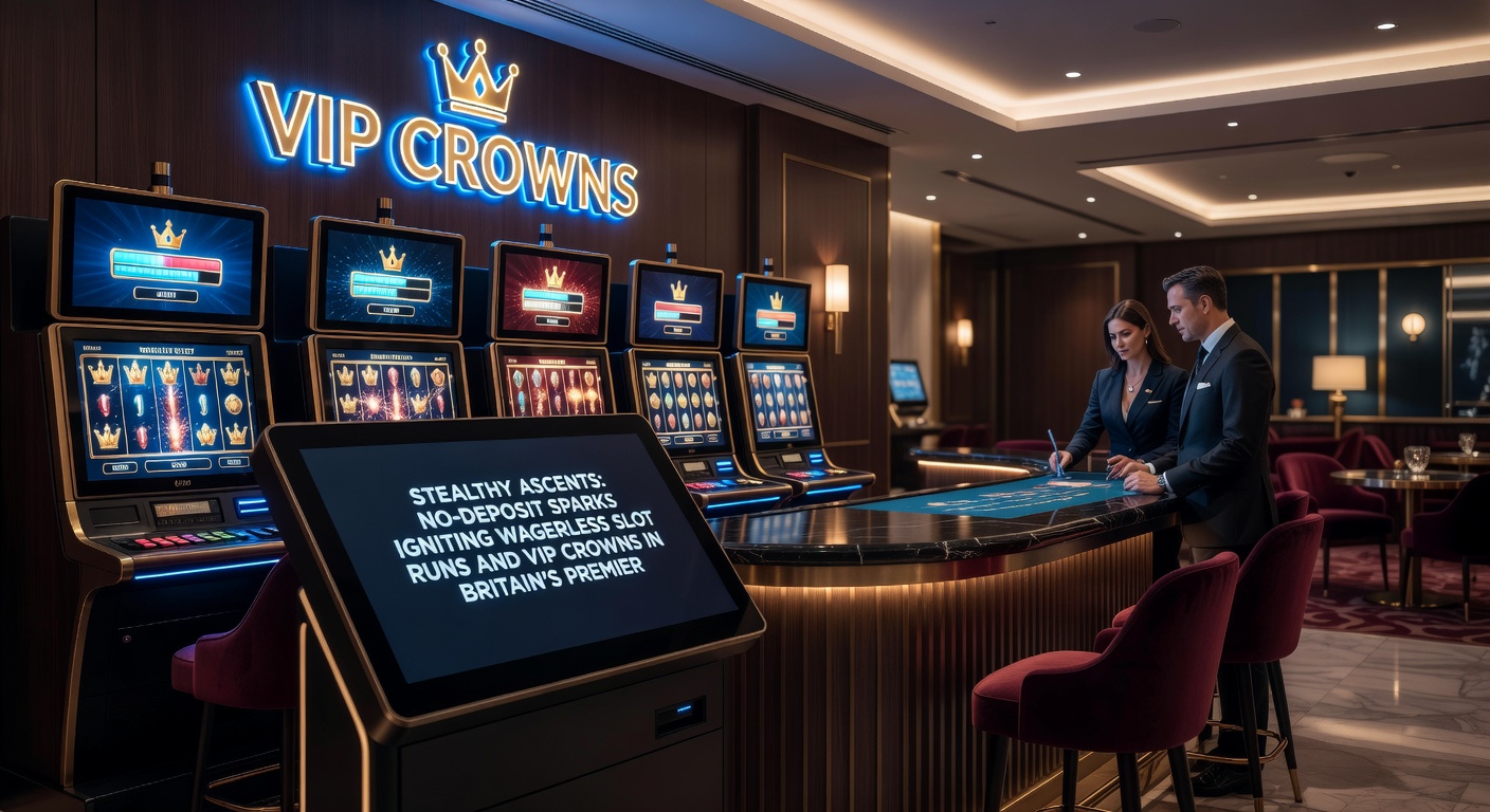 Elegant VIP lounge interface on a smartphone screen, featuring no-wagering slot bonuses and ascending loyalty tiers against a backdrop of British flag motifs