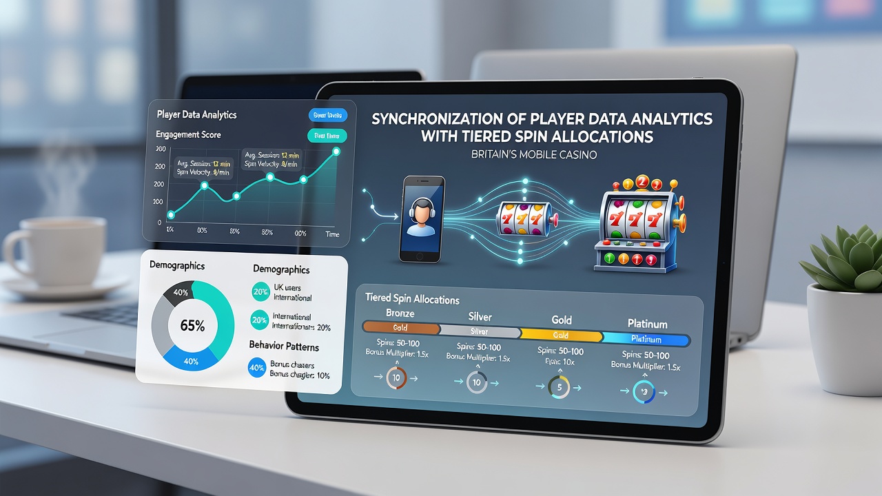 Analytics dashboard showing player tier progression and spin allocation metrics on a tablet device used in casino operations